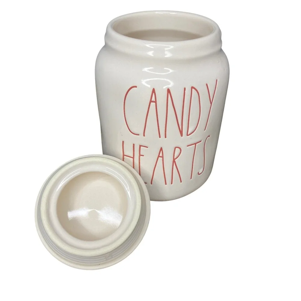 Rae Dunn‎ Candy Hearts Ceramic Jar with Lid Valentine's Day Kitchen Decor